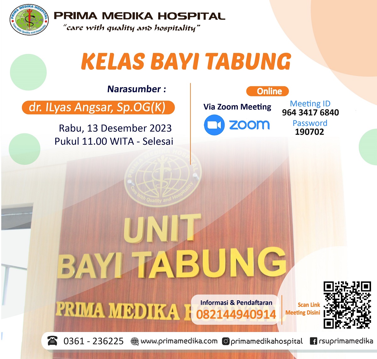 Prima Medika Hospital Mengadakan Edukasi Kelas Bayi Tabung Sesi Desember Via Daring