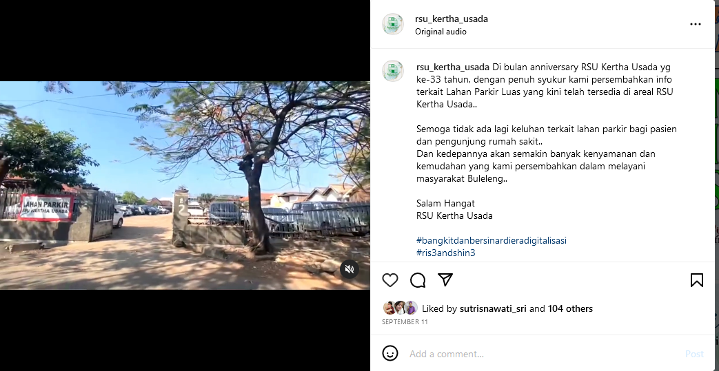 info terkait Lahan Parkir Luas yang kini telah tersedia